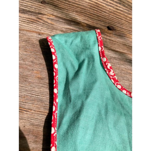 Vintage 1930s Green Cotton Infant One Piece Romper Milk glass Buttons - Picture 5 of 11